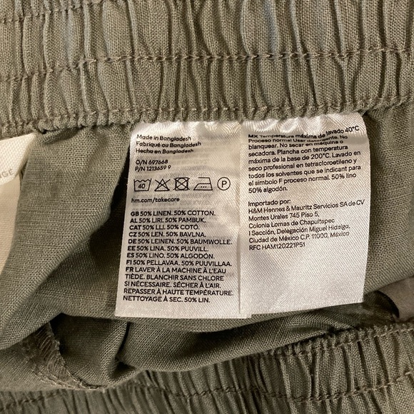 H & M green linen blend pants, size small - Picture 2 of 5